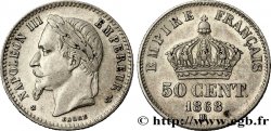 50 centimes Napoléon III, tête laurée 1868 Strasbourg F.188/20