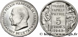 Essai grand module de 5 francs Pétain en aluminium de Bazor et Galle 1942 Paris VG.5610