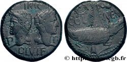 NEMAUSUS - NIMES - AUGUSTUS and AGRIPPA Dupondius COL NEM (as) XF