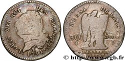 LOUIS XVI 30 sols dit au génie , type FRANÇOIS 1791 Limoges