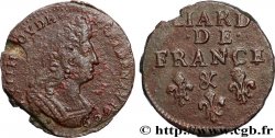 LOUIS XIV THE SUN KING Liard, 3e type, buste âgé 1699 Aix-en-Provence