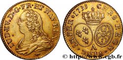 LOUIS XV THE BELOVED Louis d or aux écus ovales, buste habillé 1733 Paris