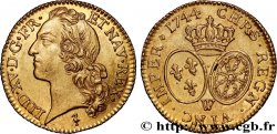 LOUIS XV THE WELL-BELOVED Louis d’or aux écus ovales, tête ceinte d’un bandeau 1744 Lille