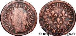 LOUIS XIII Double tournois, type de Warin 1642 La Rochelle