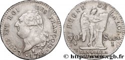 LOUIS XVI 30 sols dit au génie , type FRANÇOIS 1792 Limoges