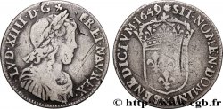 LOUIS XIV THE SUN KING Quart d écu, portait à la mèche longue 1649 Montpellier