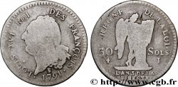 LOUIS XVI 30 sols dit au génie , type FRANÇOIS 1791 Limoges
