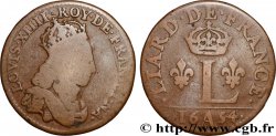 LOUIS XIV THE SUN KING Liard de France à l L couronnée (épreuve) 1654 Paris