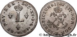 LOUIS XV THE WELL-BELOVED Double sol de billon 1742 Strasbourg