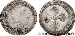 LA LIGUE. MONNAYAGE AU NOM D HENRI III Demi-franc au col plat 1590 Toulouse