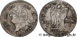 LOUIS XVI (MONARQUE CONSTITUTIONNEL) 30 sols dit au génie , type FRANÇOIS 1791 Limoges