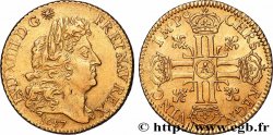 LOUIS XIV THE SUN KING Louis d’or aux huit L, portrait à la tête âgée et laurée 1687 Paris