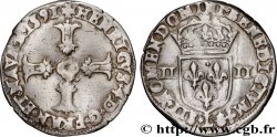 HENRY IV Quart d écu, croix feuillue de face 1591 Bayonne VF/XF