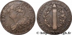 LOUIS XVI 2 sols dit au faisceau , type FRANÇOIS 1791 Paris