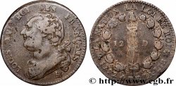 LOUIS XVI 12 deniers dit au faisceau , type FRANÇAIS 1792 Strasbourg