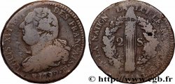 LOUIS XVI 2 sols dit au faisceau , type FRANÇAIS 1792 Strasbourg