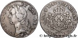 LOUIS XV THE BELOVED Écu aux branches d’olivier, tête ceinte d’un bandeau 1762 Bayonne