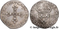 CHARLES X, CARDINAL DE BOURBON Quart d écu, croix de face 1594 Dinan