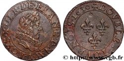 LOUIS XIII LE JUSTE Double tournois, buste laurée avec fraise 1630 Paris