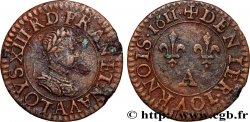 LOUIS XIII LE JUSTE Denier tournois, type 1 de Paris 1611 Paris