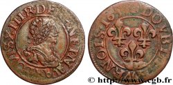 LOUIS XIII LE JUSTE Double tournois, type 9 de Villeneuve 1637 Saint-André de Villeneuve-lès-Avignon