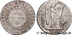 CONVENCION NACIONAL Six livres dit  au génie , légende FRANÇAISE 1793 Strasbourg MBC+/BC+