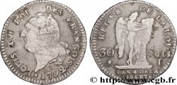 LOUIS XVI (MONARQUE CONSTITUTIONNEL) 30 sols dit au génie , type FRANÇOIS 1792 Limoges