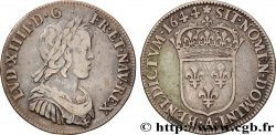 LOUIS XIV  THE SUN KING  Quart d écu, portrait à la mèche courte 1644 Paris, Monnaie de Matignon VF/XF