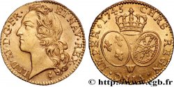 LOUIS XV THE BELOVED Louis d’or aux écus ovales, tête ceinte d’un bandeau 1745 Lille