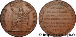 CONFIANCE (MONNAIES DE...) Monneron de 2 sols à la Liberté 1791 Birmingham, Soho TTB+/SUP