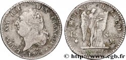 LOUIS XVI 15 sols dit  au génie , type FRANÇOIS 1792 Toulouse VF