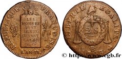THE CONVENTION 2 sols à la balance 1793 Rouen XF/VF