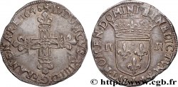 LOUIS XIV  THE SUN KING  Quart d écu, titulature côté croix 1648 Bayonne MBC+/EBC