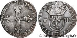 LOUIS XIII  Huitième d écu, à la croix fleurdelisée, titulature côté croix 1613 Nantes XF/AU