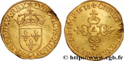 LOUIS XIII  Écu d or au soleil, à la croix anillée fleurdelisée 1638 Paris AU/AU