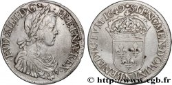 LOUIS XIV THE SUN KING Écu, portrait à la mèche longue 1649 Montpellier