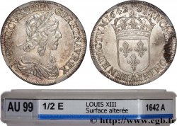 LOUIS XIII LE JUSTE Demi-écu, buste drapé et cuirassé (2e buste de Jean Warin) 1642 Paris, Monnaie du Louvre