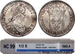 LOUIS XIV LE GRAND OU LE ROI SOLEIL Demi-écu, portrait à la mèche courte 1645 Paris, Monnaie du Louvre