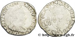 HENRI III Teston 3e type, col fraisé 1576 Bayonne