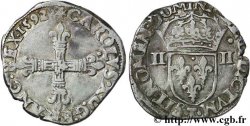 CHARLES X, CARDINAL DE BOURBON Quart d écu, croix de face 1592 Nantes