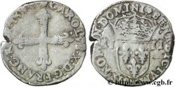 CHARLES X, CARDINAL DE BOURBON Quart d écu, croix de face 1593 Nantes