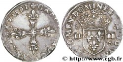 CHARLES X, CARDINAL DE BOURBON Quart d écu, croix de face 1591 Paris