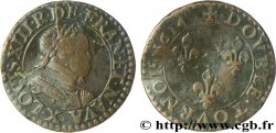LOUIS XIII LE JUSTE Double tournois, type 1 1614 Amiens