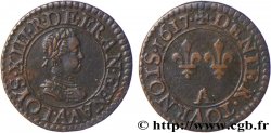 LOUIS XIII LE JUSTE Denier tournois, type 1 1617 Paris