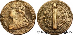 LOUIS XVI 2 sols dit  au faisceau , type FRANÇOIS 1792 Paris