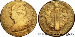 LOUIS XVI (MONARQUE CONSTITUTIONNEL) 2 sols dit au faisceau , type FRANÇAIS 1792 Strasbourg
