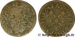 LOUIS XIII LE JUSTE Double tournois, type de Warin 1643 Corbeil