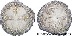 CHARLES X, CARDINAL OF BOURBON Huitième d écu, croix de face 1595 Nantes