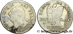 LOUIS XVI (MONARQUE CONSTITUTIONNEL) 30 sols dit au génie , type FRANÇOIS 1792 Limoges