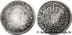 LOUIS XV DIT LE BIEN AIMÉ Vingtième d’écu aux branches d’olivier, buste habillé 1728 Nantes